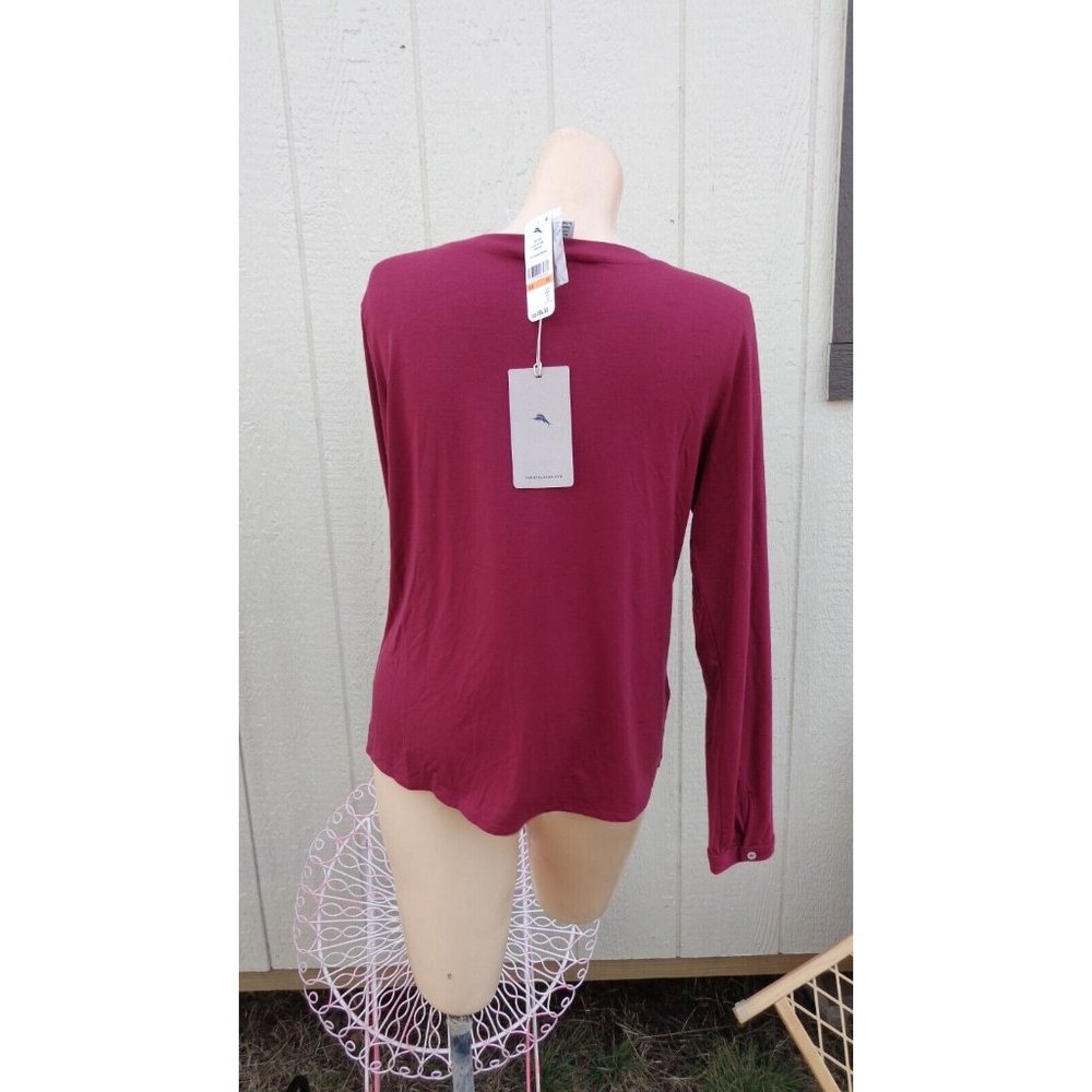 NWT Tommy Bahama KAUAI Tie Front Camp Shirt RHODODENDRON Long Sleeve XS - Picture 3 of 6